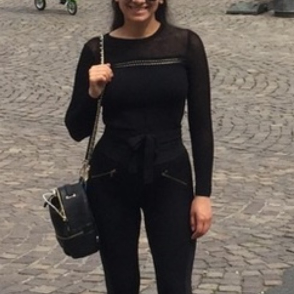 Zara Elegant Black Long Sleeve Tie-Front Top - Picture 3 of 6